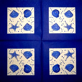 094 Muscheln - 3-lagig (blau) - Home Fashion